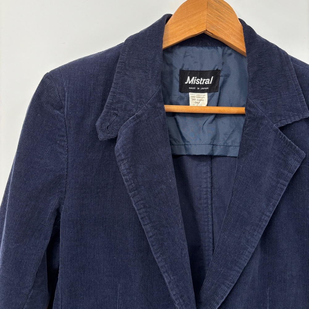 Vintage Corduroy Blazer Women Navy Blue Jacket Preppy Academia Classic Japan - Picture 11 of 15